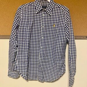 Ralph Lauren Blue and White Checkered Women's Shirt